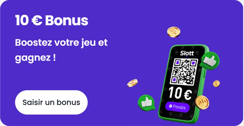 Promo image with €10 cashback and yellow coins on blue background